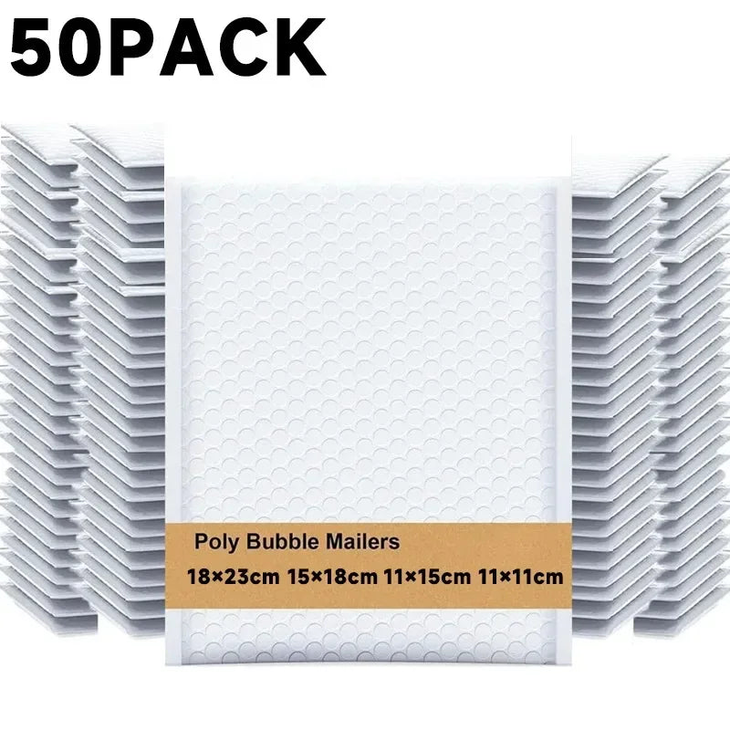 50/30/10Pcs White Bubble Envelope Bags 11/15/23cm Packing Bags for Magazine Lined Mailer Shipping Self Seal Waterproof Bags