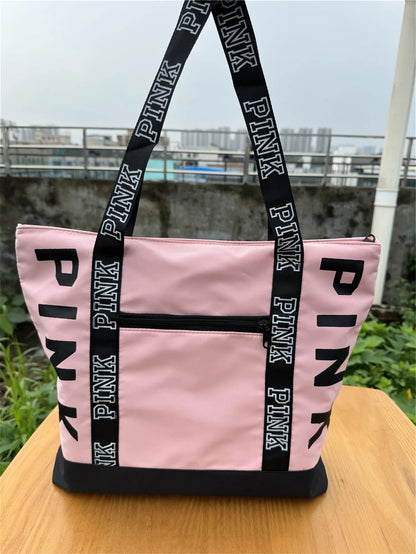 Literary Nylon Tote Bag For Women Large Capacity Shoulder Bag Fashion Letter Strap Handbags Large Capacity Tote Bag