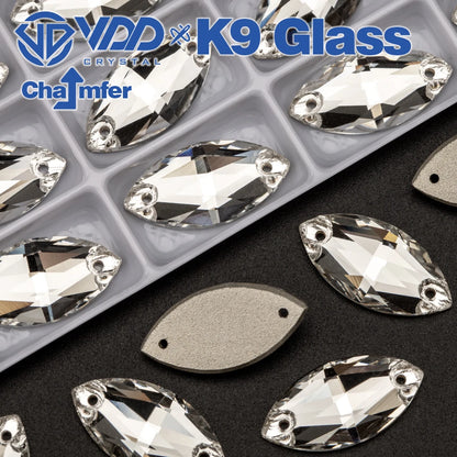 VDD High Quality K9 Glass Sew On Rhinestones Chamfer Sewing Clear Crystal Flatback Stone For Clothes Accessories Wedding Dress