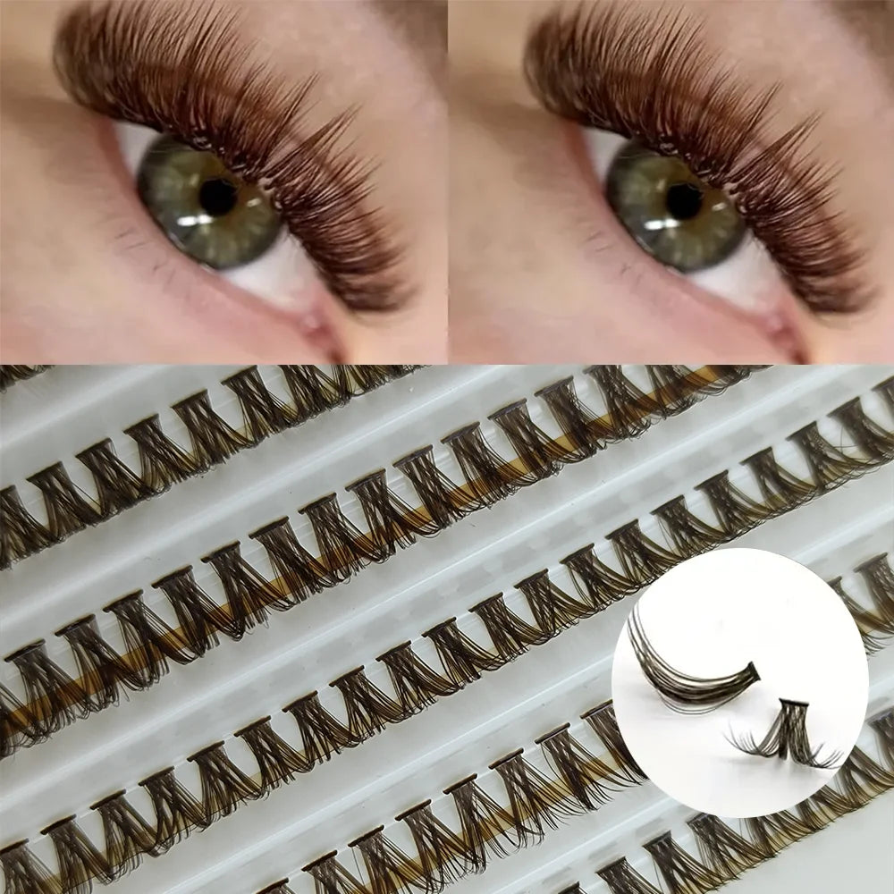 10 rows Brown Lashes DIY False Eyelashes Super Soft 8-16mm D Curling Strip 3D Multi-Style Lashes, parties, creating a charming