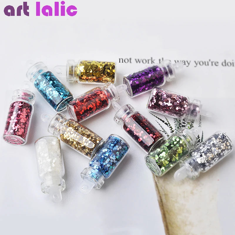 Artlalic 48 Bottles Nail Art Rhinestones Beads Sequins Glitter Tips Decoration Tool Gel Nail Stickers Mixed Design Case Set