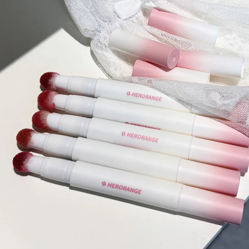 Fluffy Velvet Soft Lip Glaze Liquid Lipstick Cream Nude Matte Rose Red Pigment Waterproof Long Lasting Dye Cheek Lip Tint Paste