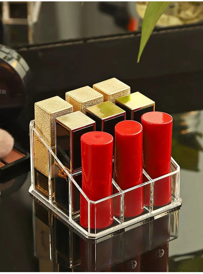 24/9 Grid Lipstick Box Acrylic Makeup Organizer Storage Box Lipstick Nail Polish Display Stand Holder Cosmetic Organizer Box