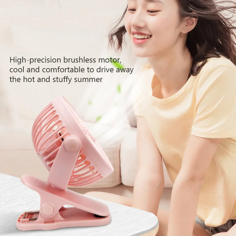 Portable USB Mini Handheld Clip Fan Convenient And Ultra-quiet Electric Fan Rechargeable Student Cute Small Cooling Ventilador