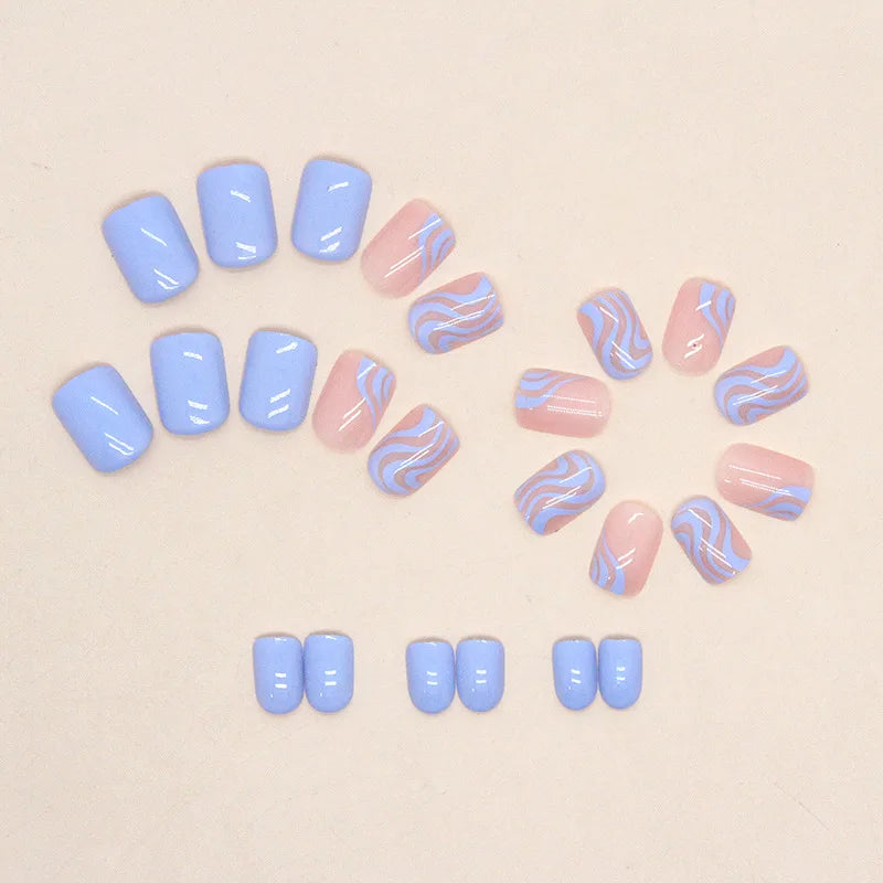 24 PCs Short French Minimalist Nails with 1 Jelly and 1 Nail File