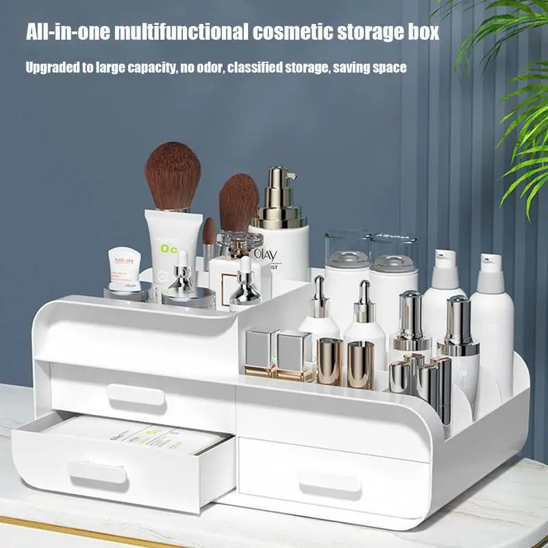 1pc White New Drawer Makeup Storage Box Dormitory Finishing Plastic Shelf Cosmetics Skin Care Dressing Table Desktop