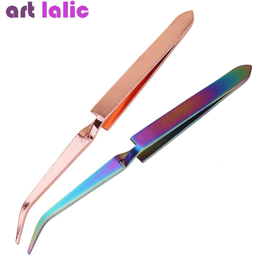 Rose Gold Nail Art Tool, Acrylic Gel Picking Tool, Anti-static Tweezers, Sculpting and Shaping, DIY Clip Manicure Tool