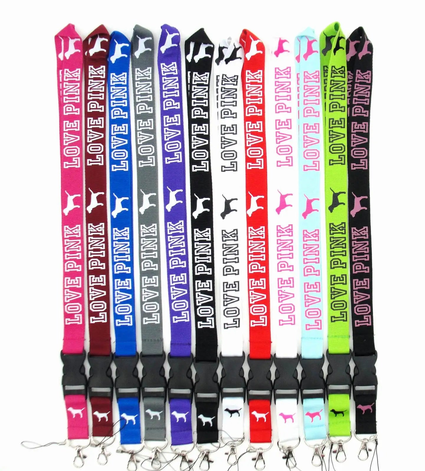 LOVE PINK Cellphone lanyard Straps Clothing Keys Chain ID cards Holder Detachable Buckle  Lanyards H005