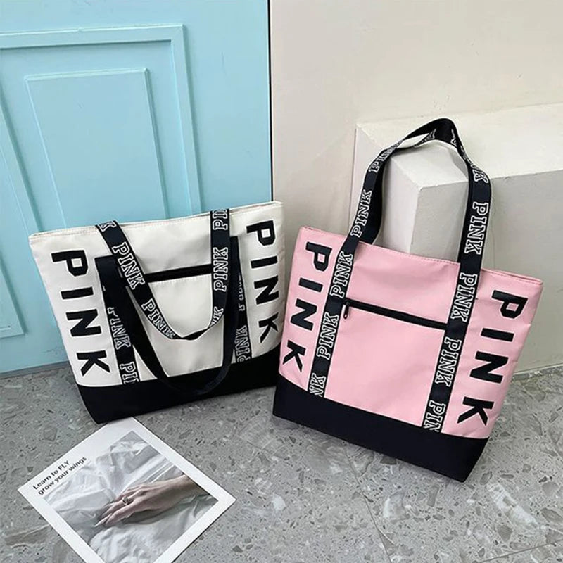 Literary Nylon Tote Bag For Women Large Capacity Shoulder Bag Fashion Letter Strap Handbags Large Capacity Tote Bag