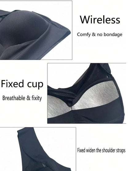 2PCS Women Lace Sport Bras Plus Size Seamless Bra Bralette Backless Lady Brassiere Vest Female Gather Shock-Proof Wireless L-5XL