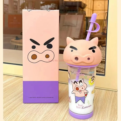 2024 New Crayon Shin Chan Straw Cup Tritan Material Phooey Kawaii Cup Quality Food Grade Convenient Leak Proof Kid Birthday Gift