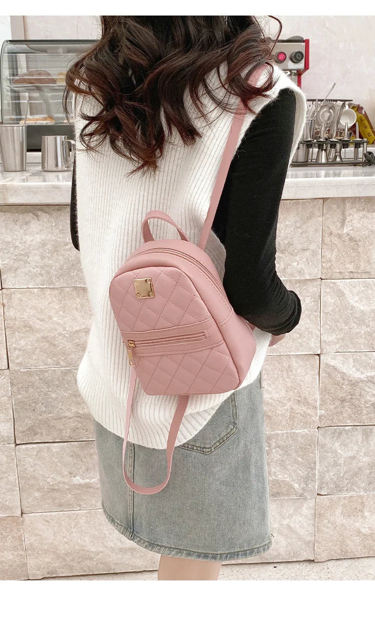 Embroidery small backpack ladies bags Korean version of the girls small schoolbag schoolbag one piece of foreign solid color lov