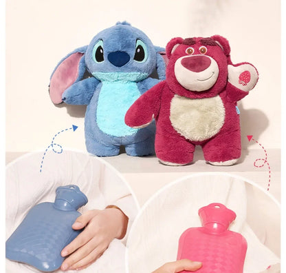 Genuine Disney Stitch Angel Lotso Plush Anime Hand Warm Bottle Hot Water Bottles Winter Portable Warm Hand Bag Birthday Gift