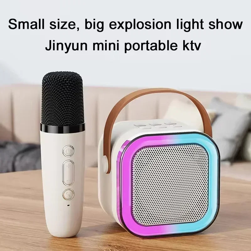 Bluetooth K12 Karaoke Machine Portable 5.3 PA Speaker System with 2 Wireless Microphones Home Family Singing Children's Gifts