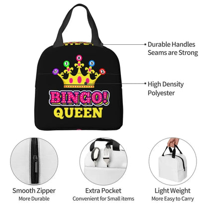 Hot Game Bingo Lunch Bag Leakproof Cooler Thermal Insulated Lunch Box For Women Kids School Beach Camping Travel Food Tote Bags