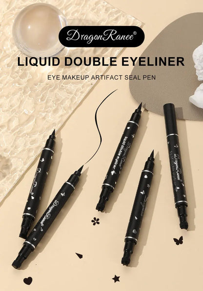 Double Head Moon Star Heart Flower Liquid Eyeliner Pen Black Stamp Eyeliner Waterproof Makeup Butterfly Seal Eye Liner Pencil