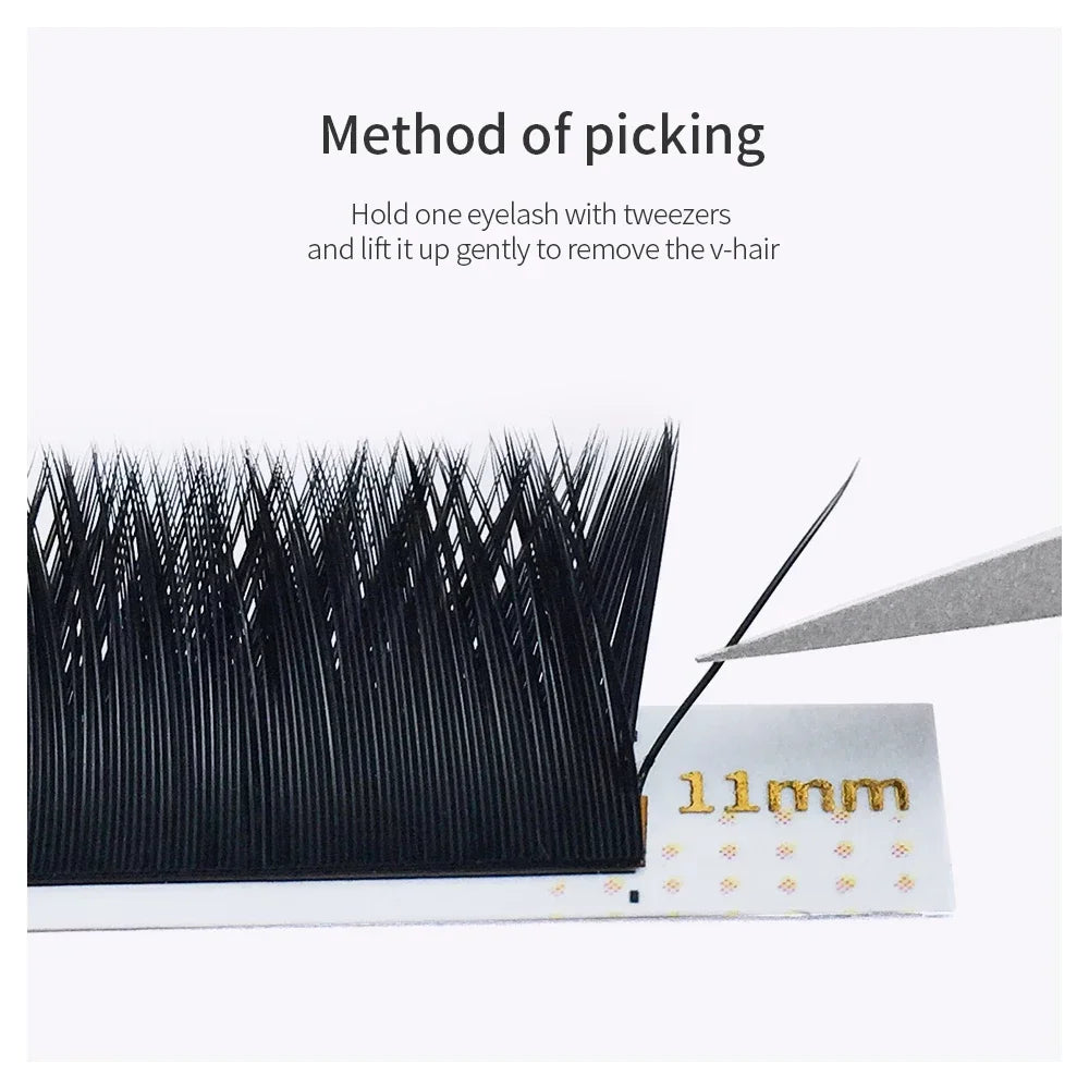 GLAMLASH  V Shape Auto-Fans 2D YY Eyelash Extension Soft Ellipse Flat Split Tips Premade Volume Premium Individual false Lashes