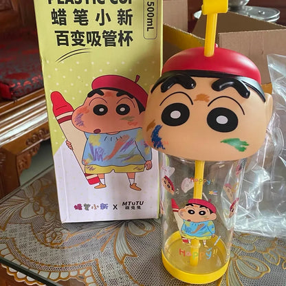 2024 New Crayon Shin Chan Straw Cup Tritan Material Phooey Kawaii Cup Quality Food Grade Convenient Leak Proof Kid Birthday Gift