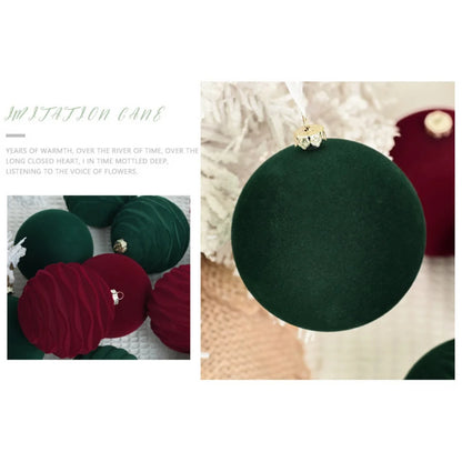 12Pcs/Box 8cm Christmas Velvet Ball Decoration Christmas Tree Ball Ornament Pendant Hanging Decor Merry Christmas Decoration