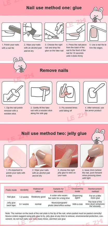 Handmade Press On Nails Hello Kitty Butterfly Rhinestones Full Cover Ballerina Manicuree Decoration Wearable Nail Party Sticker