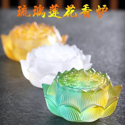 Glass Lotus Incense Stove Household Indoor Incense Stove Creative Sandalwood Incense Stove Lotus  Seal