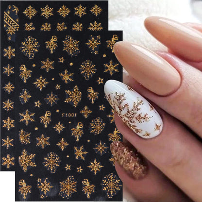 3D Snowflake Nail Art Decals White Christmas Designs Self Adhesive Stickers New Year Winter Gel Foils Sliders Decorations LAF895