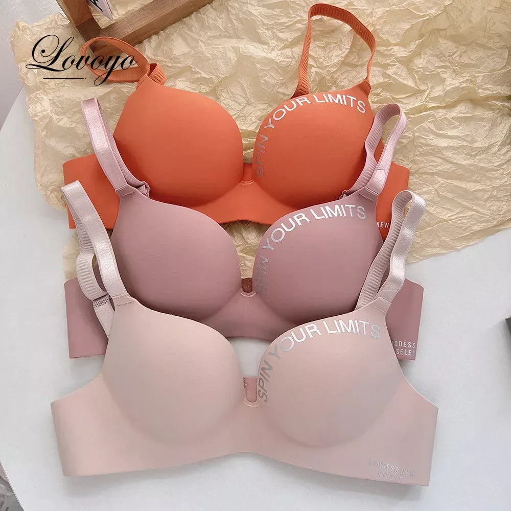 Fashion Women Seamless Bra Sexy Push Up Bralette Underwear Wireless Female Lingerie Letter Pattern Bras Three Quarters