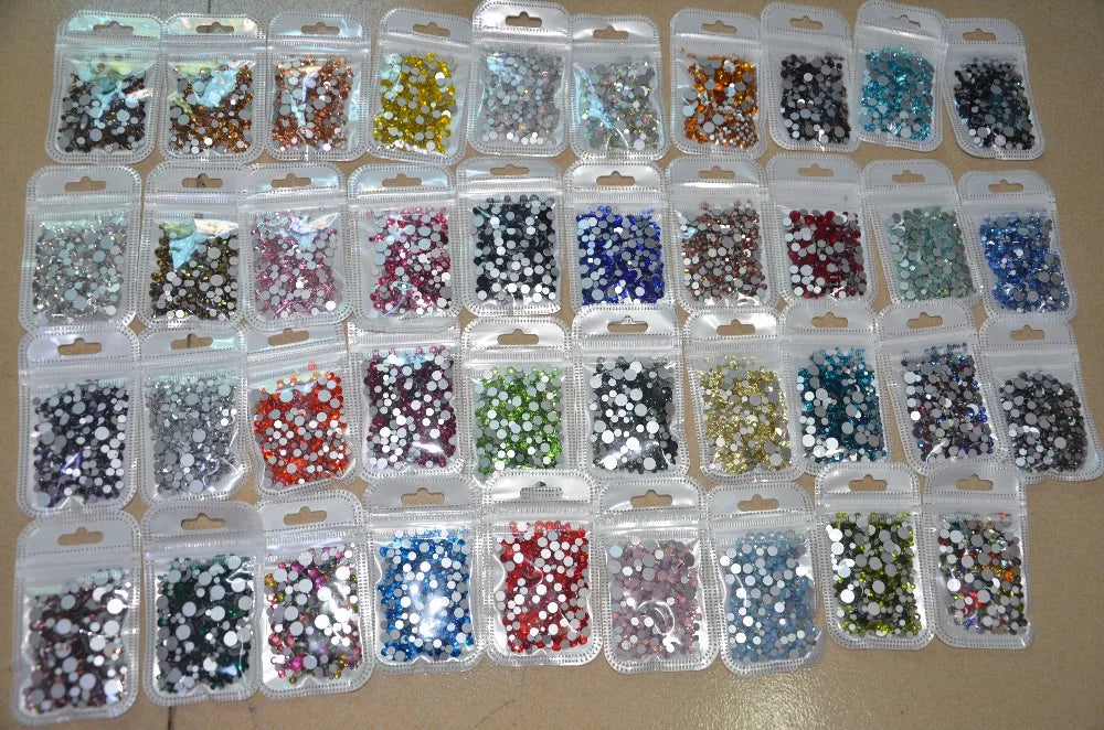 350pcs 5Gram Mixed Sizes ss3-ss30 Blue/Green/Pink/White Opal 3D Crystal Nails Art Rhinestone,Flatback Glass Nail art Decoration