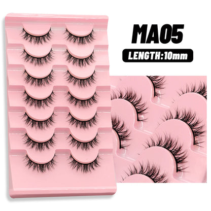 GROINNEYA 5/7 pairs Eyelashes  Manga Lashes  Natural False Lashes Fluffy Soft Cross  Fairy Little Devil Lashes Extension Makeup