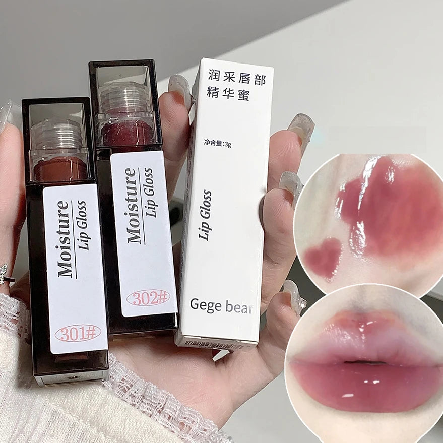 Nude Grey Mirror Lip Glaze Crystal Lip Tint Oil Clear Water Light Lip Gloss Lasting Non-stick Cup Punk Smoky Liquid Lipstick