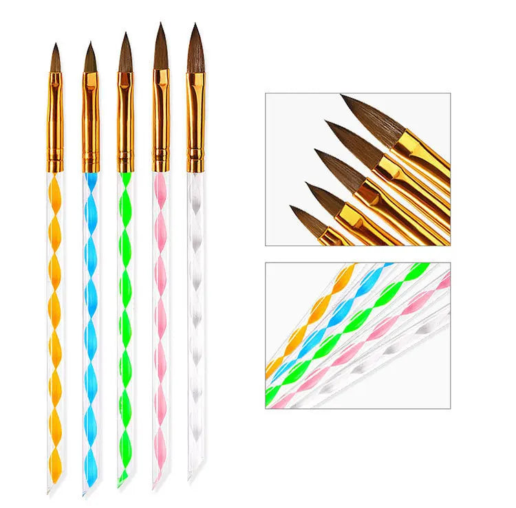 15Pcs/Set Nail Art Brush Ombre Brushes UV Gel Nail Polish Brush Painting Drawing Carving Pen Set For Manicure DIY Design Tools