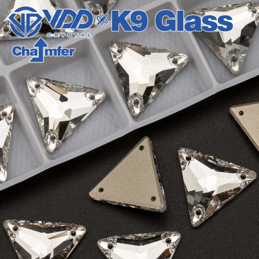 VDD High Quality K9 Glass Sew On Rhinestones Chamfer Sewing Clear Crystal Flatback Stone For Clothes Accessories Wedding Dress