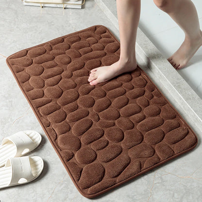 Mat Non Slip Carpets Cobblestone Embossed Bathroom Bath In Wash Basin Bathtub Side Floor Rug Shower Room Doormat Memory Foam