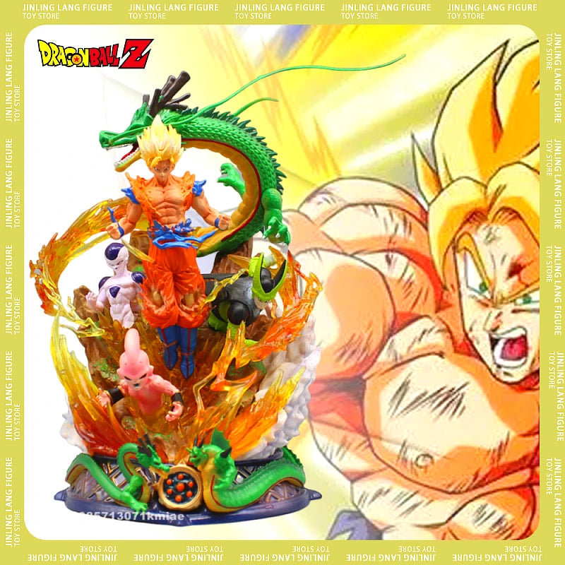 Dragon Ball Anime Figures Super Saiyan 23cm Action Figure Son Goku Shenron Model PVC Statue Doll Collection Desk Decora Xma Gift