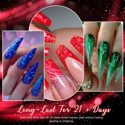 12pcs Christmas Gel Nail Polish Set,Glitter Sequins Gel Polish Semi Permanent Soak Off UV LED Nail Art Varnish Manicure Kit DIY