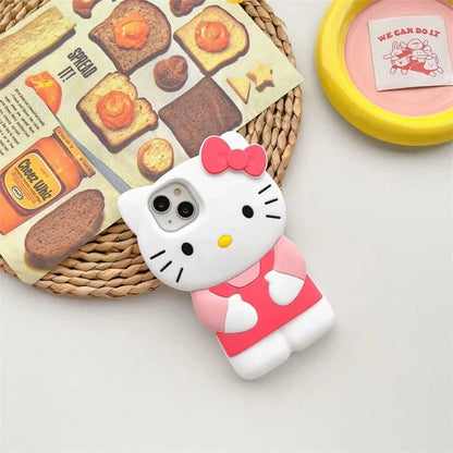 Sanrio Hello Kitty 3D Stereoscopic Phone Case For IPhone 15 14 13 12 11 Pro Max Mini XR XS 7 8 Plus Silicone Soft Back Cover Y2K