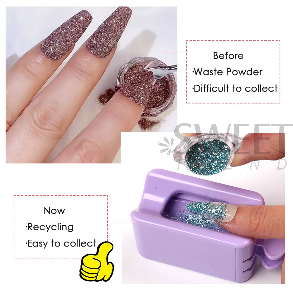 Double Layer Powder Recycling Storage Box Nail Manicure Tool Glitter Sequin Collection Portable Container DIY Accessory Supplies