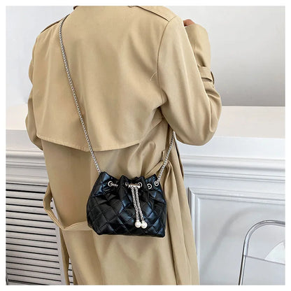 Luxury Designer Small PU Leather Bucket Crossbody Bags For Women Chain Shoulder Bag 2023 Trend Brand Ladies Handbags and Purses