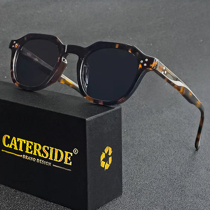 CATERSIDE Retro Polarized Sunglasses Men Ultralight TR90 Frame Polygon Women Sun Glasses Outdoor High Quality Travel  Eyewear