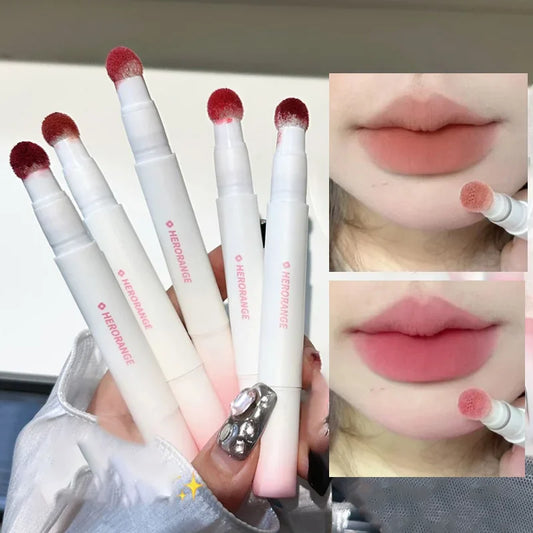 Fluffy Velvet Soft Lip Glaze Liquid Lipstick Cream Nude Matte Rose Red Pigment Waterproof Long Lasting Dye Cheek Lip Tint Paste