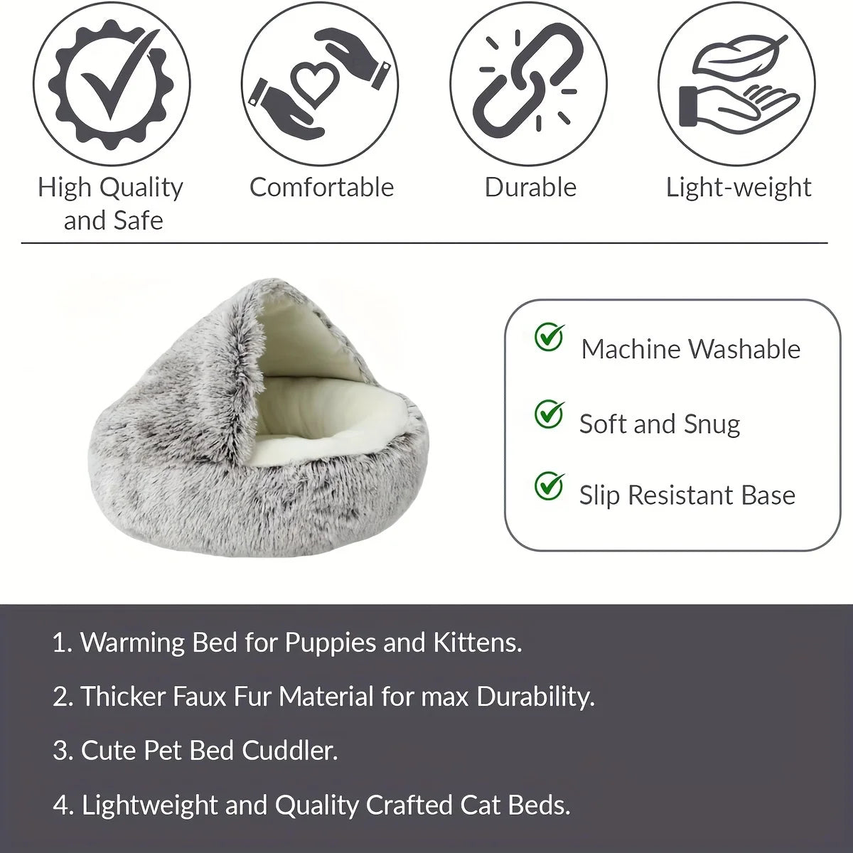 2 in 1 Soft Plush Pet Bed with Cover Round Cat Bed Pet Mattress Warm C Cat Dog Sleeping Nest Cave  for Small Dogs kitten