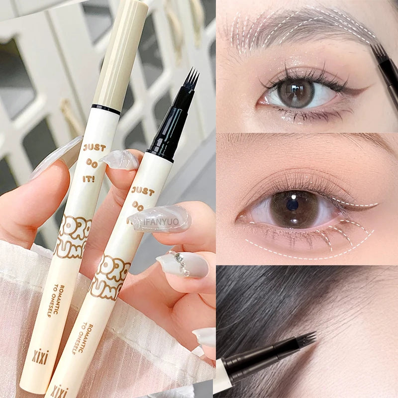 Four Claw Water Eyebrow Pen Natural Smooth Clear Roots 4 Point Head Liquid Eye Brow Liner Pencil Waterproof Eye Makeup Cosmetic