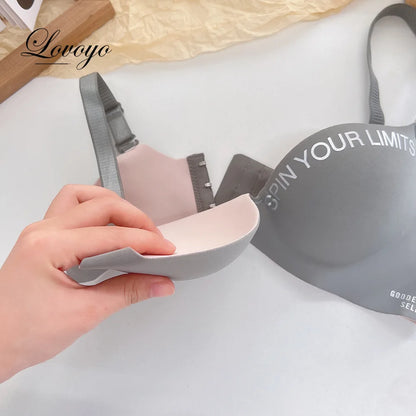 Fashion Women Seamless Bra Sexy Push Up Bralette Underwear Wireless Female Lingerie Letter Pattern Bras Three Quarters